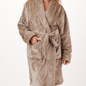 Maison & Jardin Luxury Jacquard Housecoat Robe - Brown